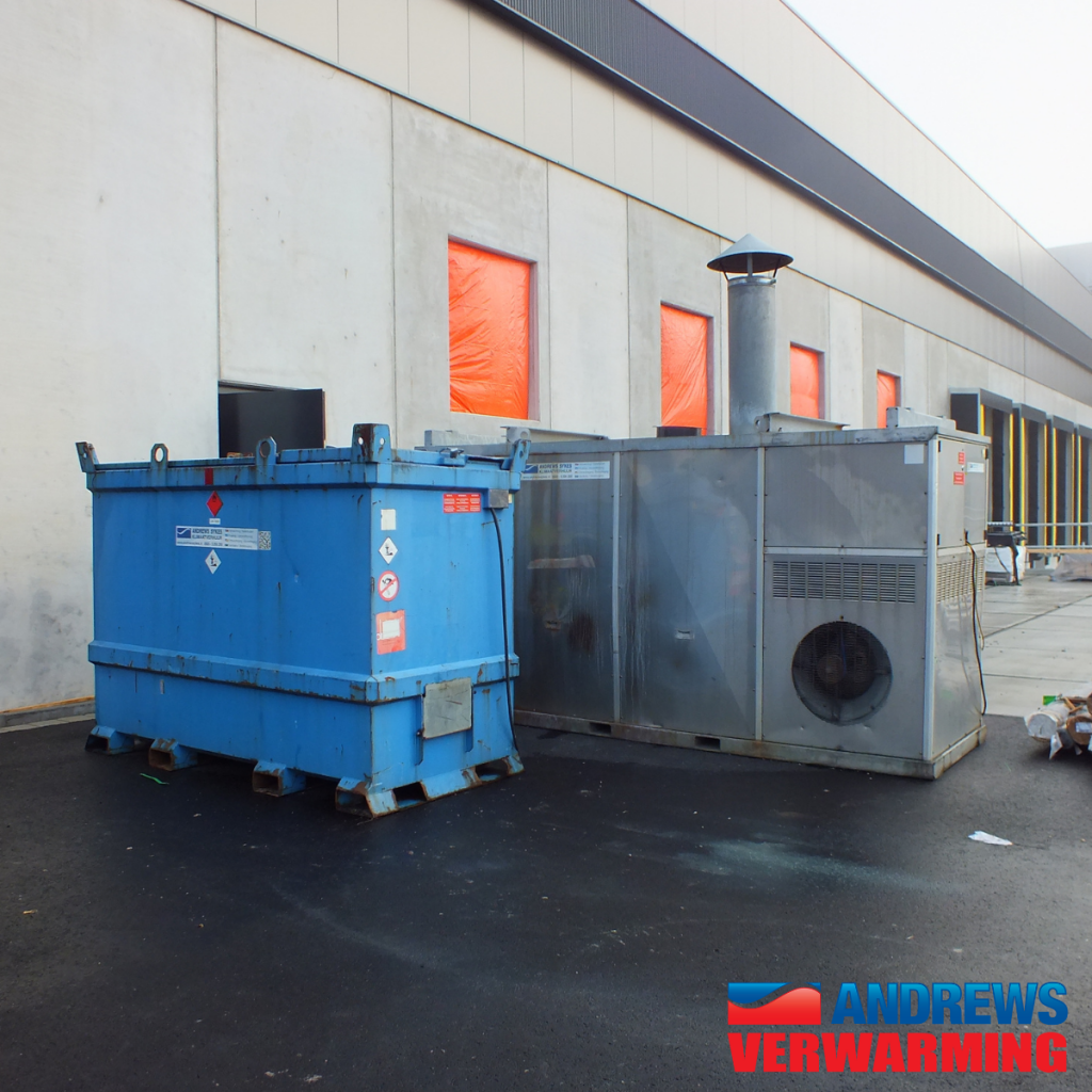 Tijdelijke indirect gestookte heaters distributiecentrum versnellen proces aanleggen van vloercoating