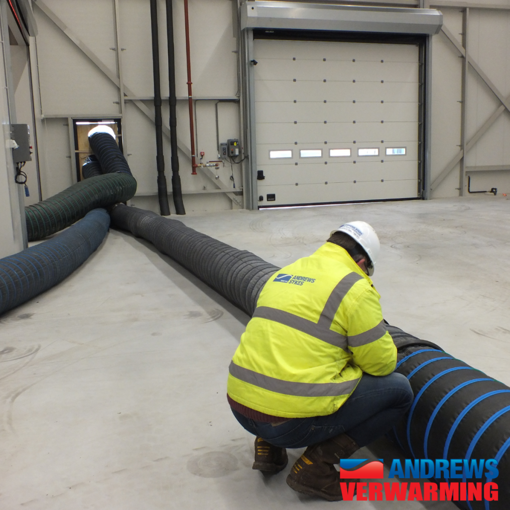 Tijdelijke indirect gestookte heaters distributiecentrum versnellen proces aanleggen van vloercoating