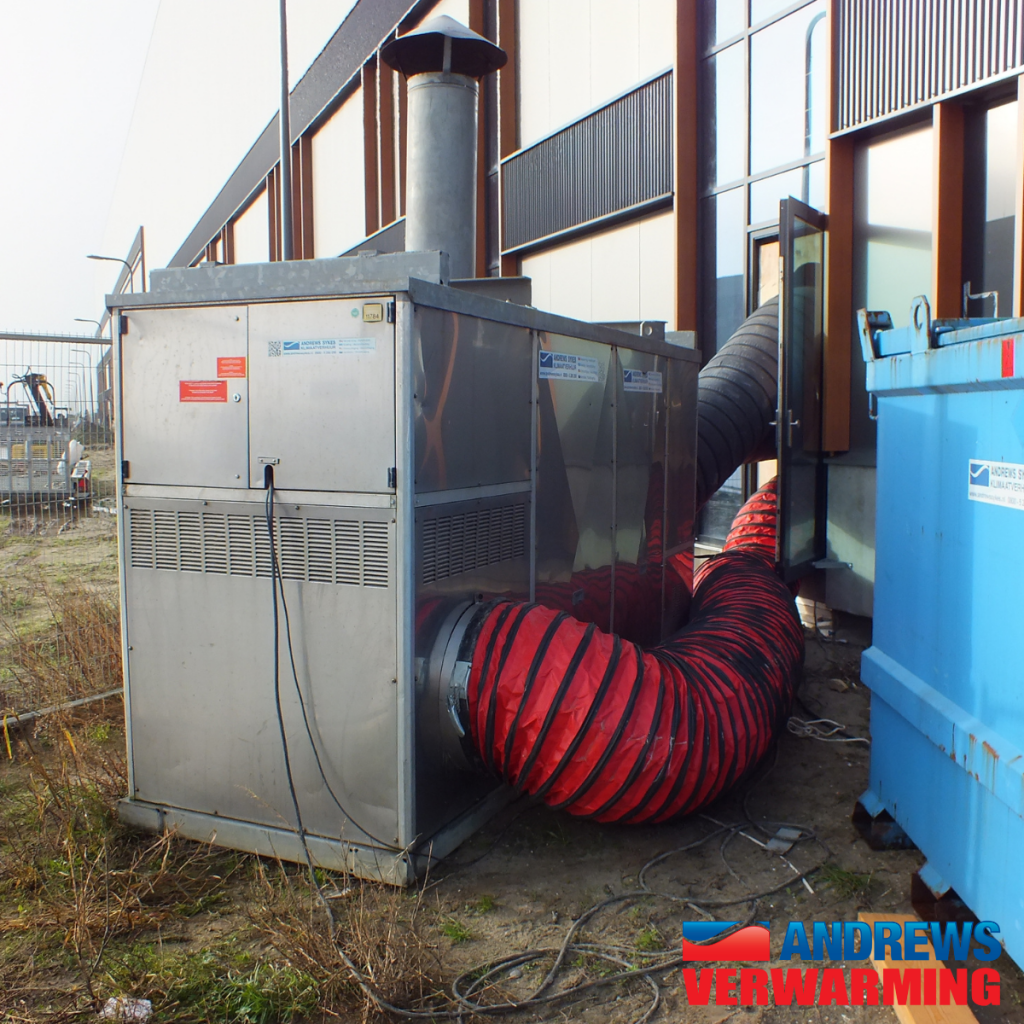 Tijdelijke indirect gestookte heaters distributiecentrum versnellen proces aanleggen van vloercoating